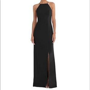 Dessy Collection - Thread - Open-Back High-Neck Halter Trumpet Gown